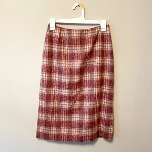 Oscar de la renta NWT plaid pattern wool blend fall winter pencil skirt
